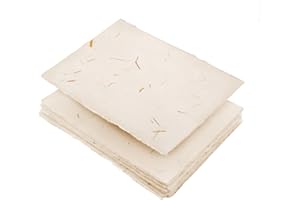 Wanderings Handmade Cream Deckle Edge Blank Paper with Straw - 4x6 - Pack of 50 - Watercolour/Mixed Media Paper - Save The Date Invitations Greeting Cards Notes DIY Arts Crafts - Thick 150 GSM