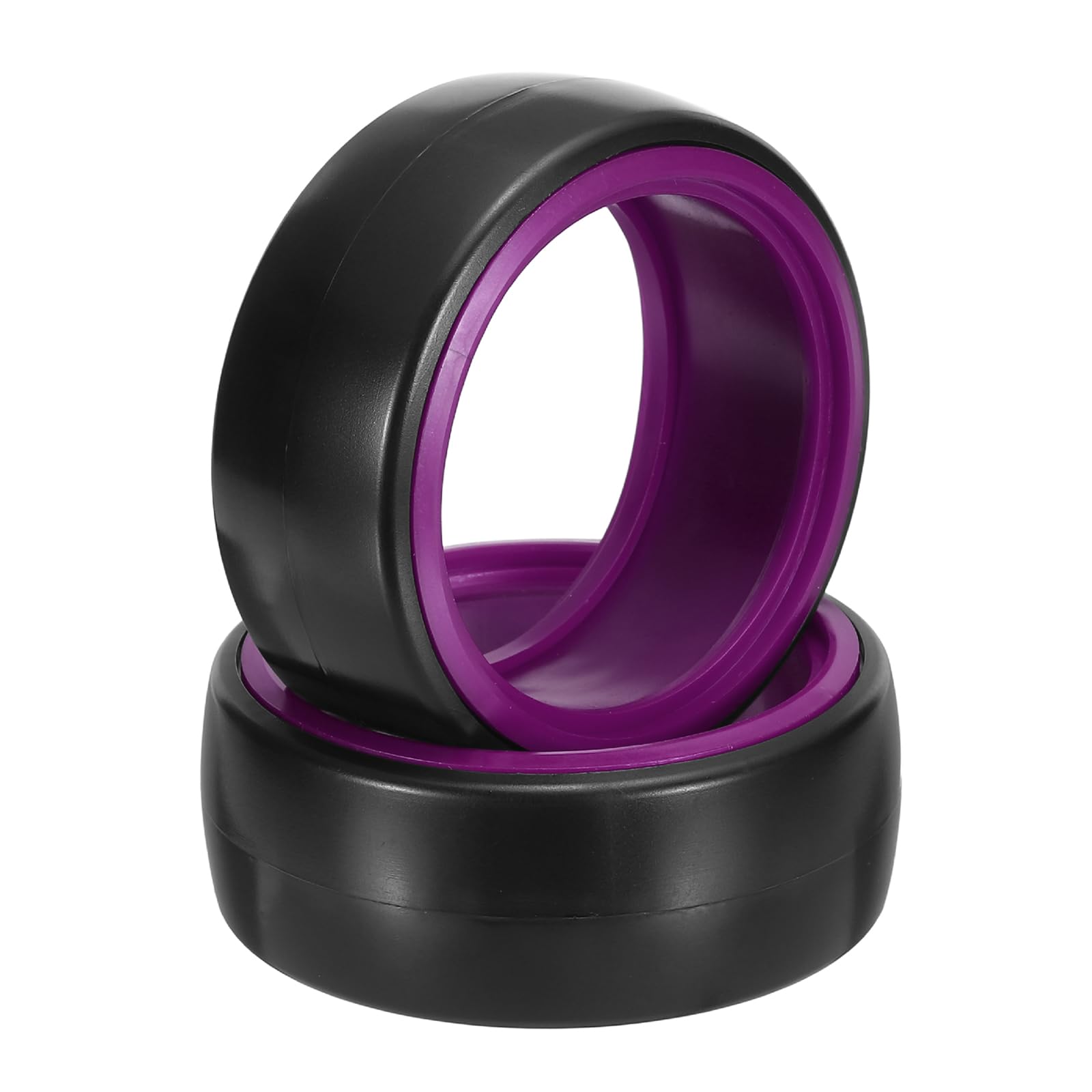 sourcing map 2Pcs 1/10 RC On-Road Car Tyres, RC Drift Tires Hard Plastic Tyre Replacement for Remote Controlled Drifting Vehicles, Black Purple — image 1