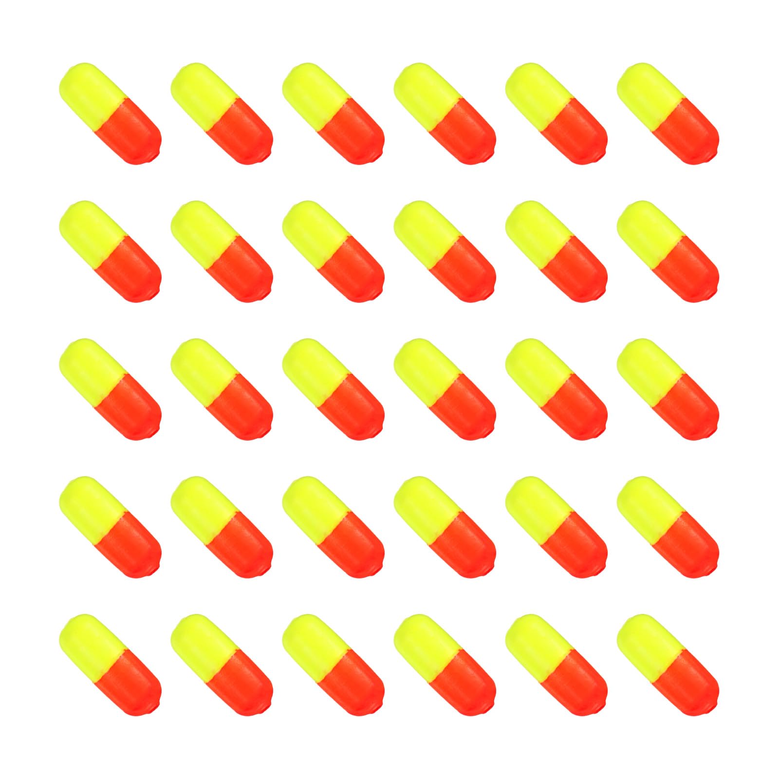 PATIKIL Fishing Foam Floats 0.6 Inch, 30Pcs Snell Floats Fly Fishing Strike Indicator for Pompano Floats Walleye Rig Lure, Red Yellow