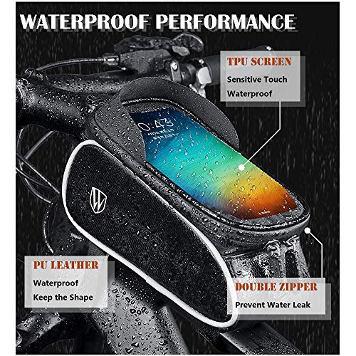 FourTEEN19 Bike Frame Bag Handlebar Bag Bikecycle Phone Mount Bag Mountain Bike Accessories for 6.5 Inch Screen