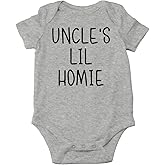 AW Fashions Uncle’s Lil Homie Baby Bodysuit Funny Cute Newborn Romper Adorable Clothing Unisex Girls Boys
