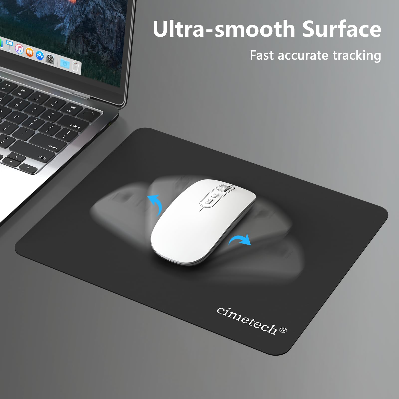 cimetech Mauspad 230 x 180 x 1 mm Gaming Mousepad für alle Maustypen (Kugel, Optisch, Laser) mit stark haftender Unterseite für optimalen Halt Wasserdicht Mausmatte Schwarz 6