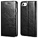 7, 8, SE 2nd/SE 3rd Case, ICARERCASE Leather Wallet Magneitc Case with Stand and 3 Credit Slots for 7/8/SE 2020/SE 2022 4.7 inch (Black)