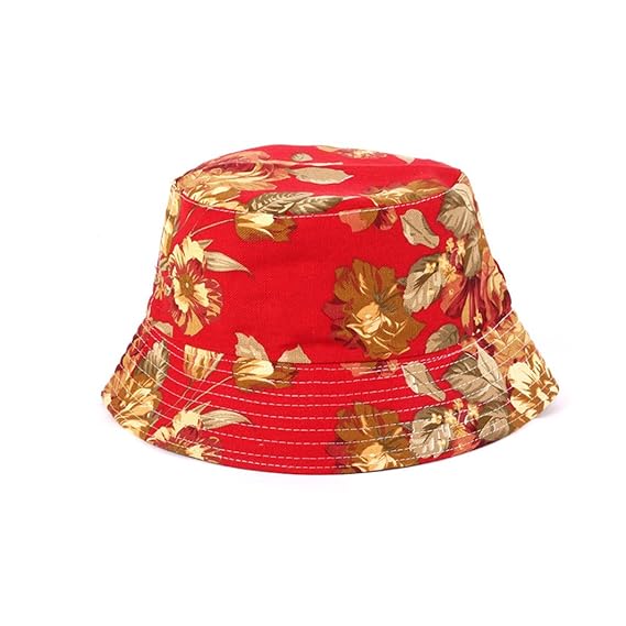Eohak Floral Print Bucket Hat Black Printed Summer Women Men Fisherman