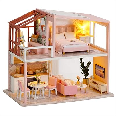 Buy Fsolis Diy Dollhouse Miniature Kit With Furniture 3d Wooden Miniature House With Dust Cover Miniature Dolls House Kit Ql03 Online In New Zealand B08nyhffc1