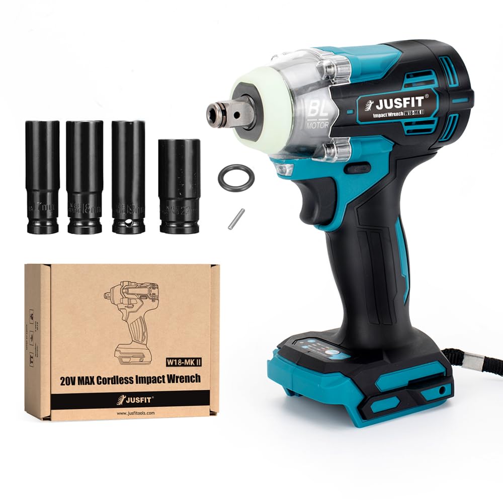 Roleader Cordless Impact Wrench,520Nm 1/2" Brushless Impact Gun,20V Electric Wrench Driver for car Tires,Scaffolding, Assembly and Manufacturing Trades (Only Body)