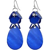 Elisheva Natural Sea Shell Cluster Earrings for Women, Statement Teardrop Dangle Earrings, Vintage Boho jewelry