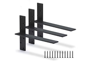 HARDOW Floating Shelf Bracket 3/8" Thick Heavy Duty Shelf Brackets 3 Pack Free Hanging Countertop Support Bracket 14" Lx2.5 W Floating Wall Brackets for Cabinets, Granite, Dishwasher, Bench Seats Vanities