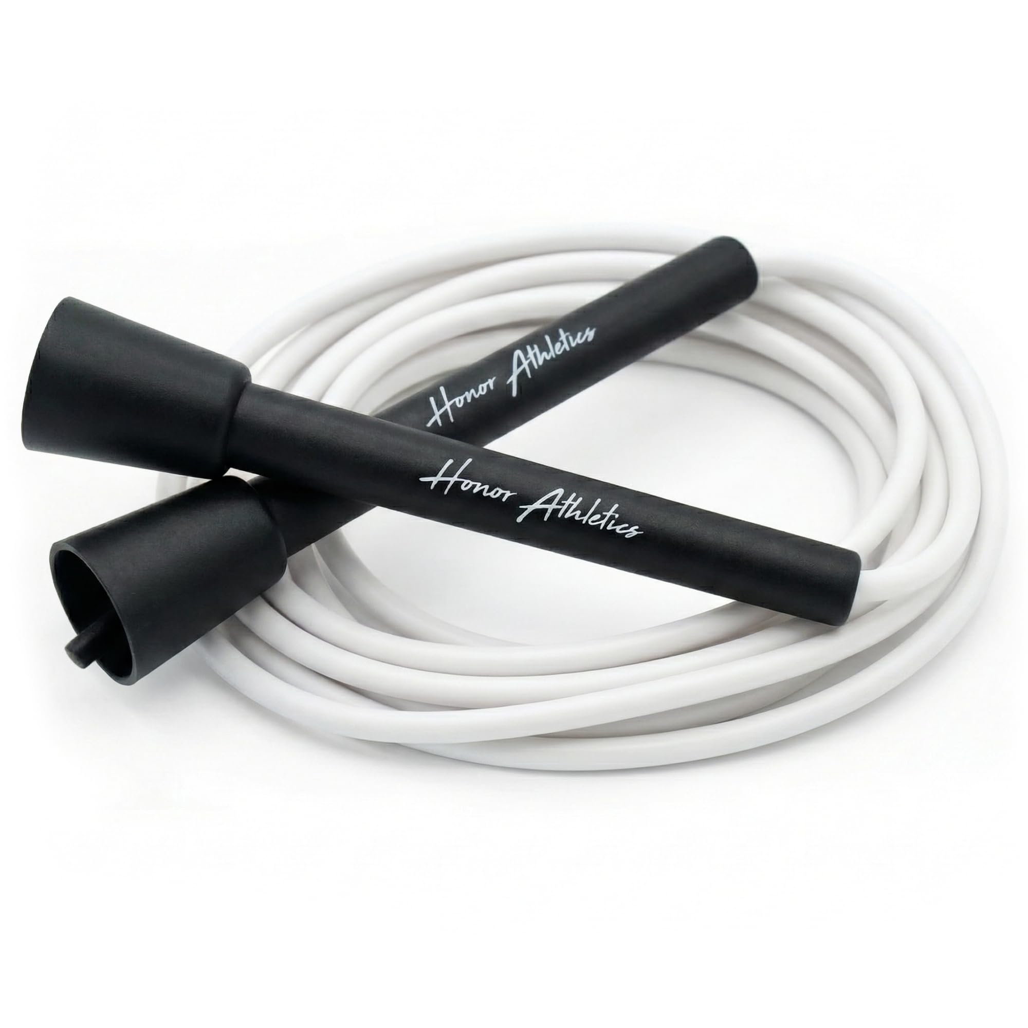 HONOR ATHLETICS Speed Rope, Skipping Rope - Best for Double Under, Boxing, MMA, Cardio Fitness Training Condition - Jump Rope (White Rope/Black Handle, 10 ft rope – (Fits users up to 6'3"))
