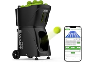 Pusun Smart Tennis Ball Machine - Auto Serve with APP/Remote/iWatch Control, 120km/h, 28 Landing Points, 4-6H Battery for Tra