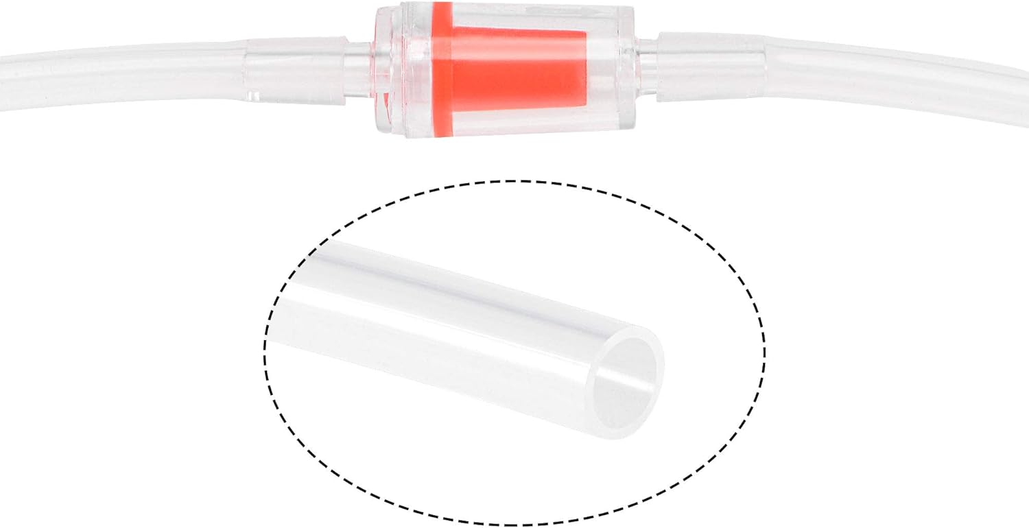 sourcing map Silicone Tubing 4mm ID 6mm(1/4") OD 2.5m Aquarium Pump Air Hose Water Pipe Silicone Rubber Tube Clear with 3pcs Check Valves - Image 3