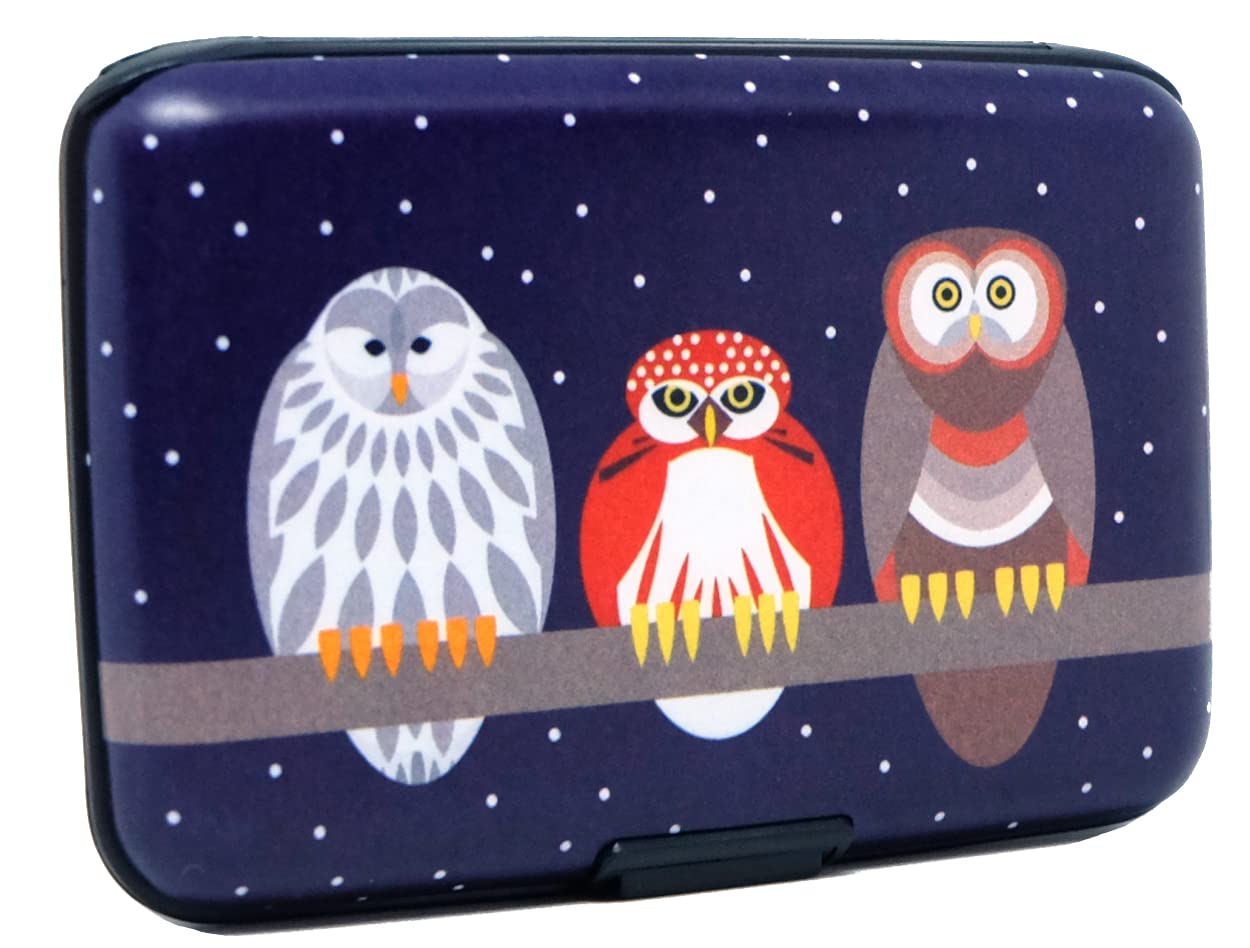 Aluminium RFID Blocking Card Wallet - Credit Card Holder Owls Womens Business Card Holder