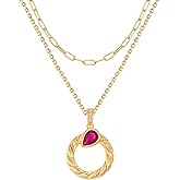 MEVECCO Layered Circle Necklace Stack Handmade 18k Gold Plated Dainty Gold Layering Charm Choker Pendant Necklace Set for Women Personalized Jewelry Gift