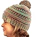 Kids CC Ages 2-7 Quad Color Chunky Thick Stretchy Knit Slouch Beanie Hat Rainbow with Pom