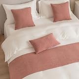 DSAoTeng Jacquard Bed Runner & Cushion Cover Set, Pink, 45x240cm view 2
