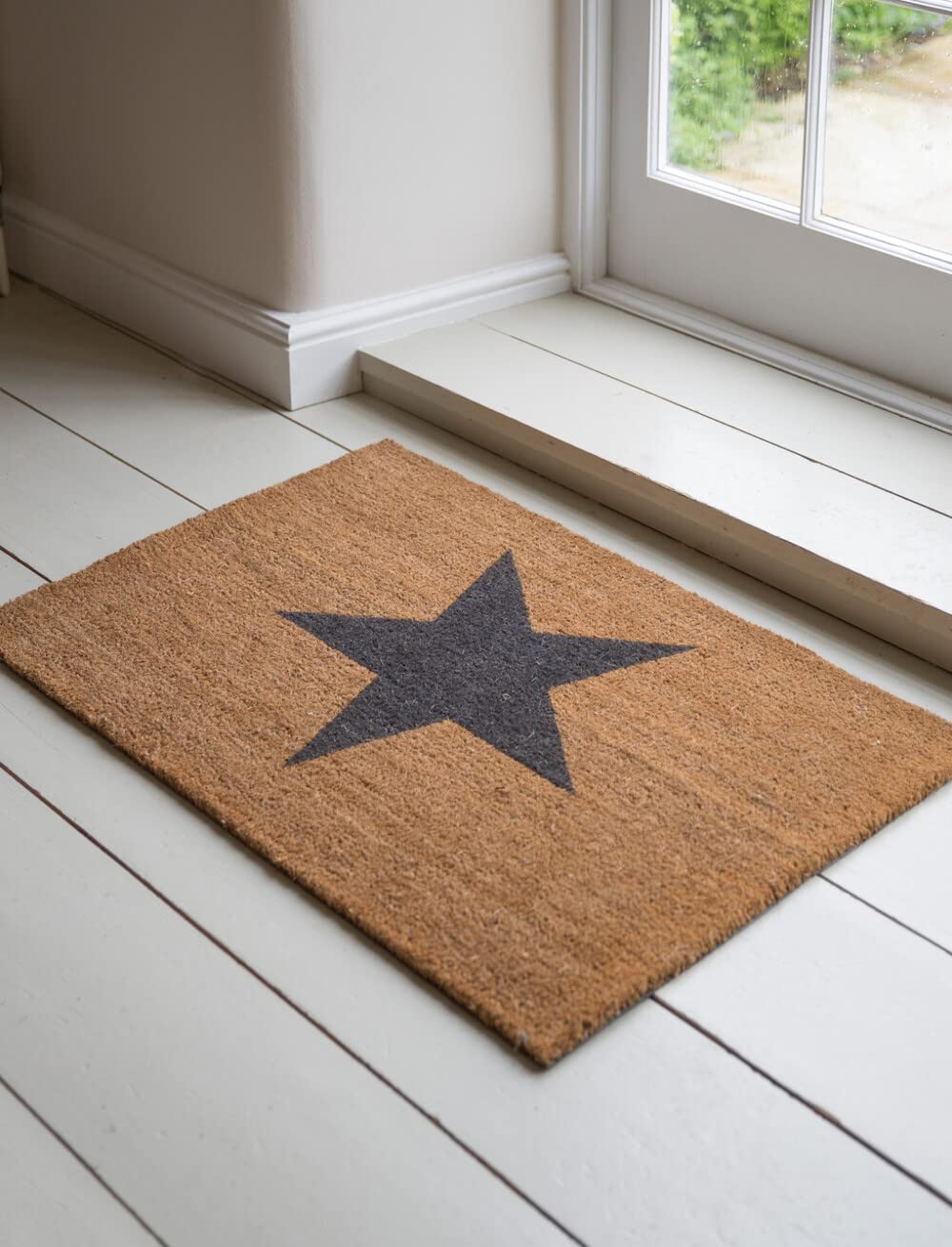 Garden Trading Star Doormat - Natural Crafted in Coir | Indoor Use Only | H2cm X W90 X D60cm