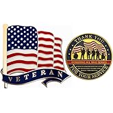 US Veteran Lapel Pin with Challenge Souvenir for Veterans Day, Great Gifts for Veteran, Military Retirement Appreciation Gifts, Veteran Brooch