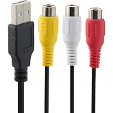 USB to RCA Cable 5FT AV Adapter Connector Cord for Viewing Files Only | USB 2.0 A Male to 3 RCA Female AV Composite Cable for DVDs, Digital Cameras, Camcorder Connects to TV/PC/Computer