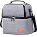 WiseLife Insulated Lunch Bag for Men Women Adult Lunch Box Cooler with Strap 2 Compartments, Leakproof Waterproof Large Thermal Lunch Cooler Tote Food Bag for Work School Picnic Camping Fishing (Grey)