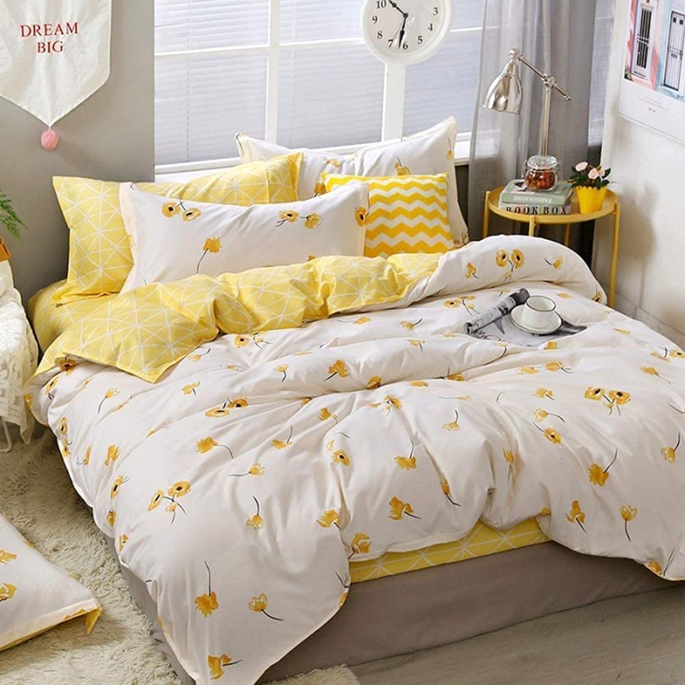 Loussiesd Floral Printed Duvet Cover For Kids Girls Women Blossom Flowers Pattern Bedding Set Garden Plants Comforter Cover Botanical Branches Quilt Cover King Size Room Decor With 2 Pillow Case — image 1
