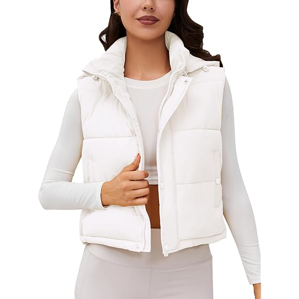 Amazon.com: Womens Puffer Vest Drawstring Sleeveless Winter