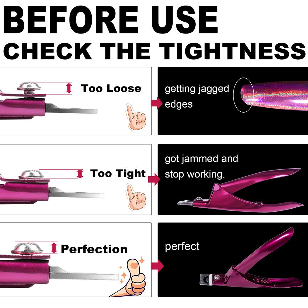 Elegant Violet Red Premium Adjustable Stainless Steel Artificial Acrylic Fake False Nail Tip Clipper Cutter Trimmer Manicure Pedicure Sharp Blade Clip Tool For Salon Home Nail Art Beauty Design DIY: Beauty