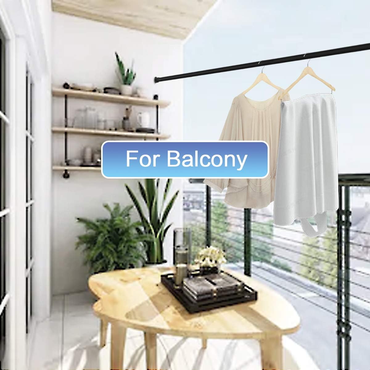 Moyeno Shower Curtain Rod Tension Rod Adjustable, No Drill Window Curtain Rod, Tension Curtain Rod Expandable Room Divider Blackout, Extra Long for Outdoor, Living Room - Black - 28-43 Inches: Home & Kitchen