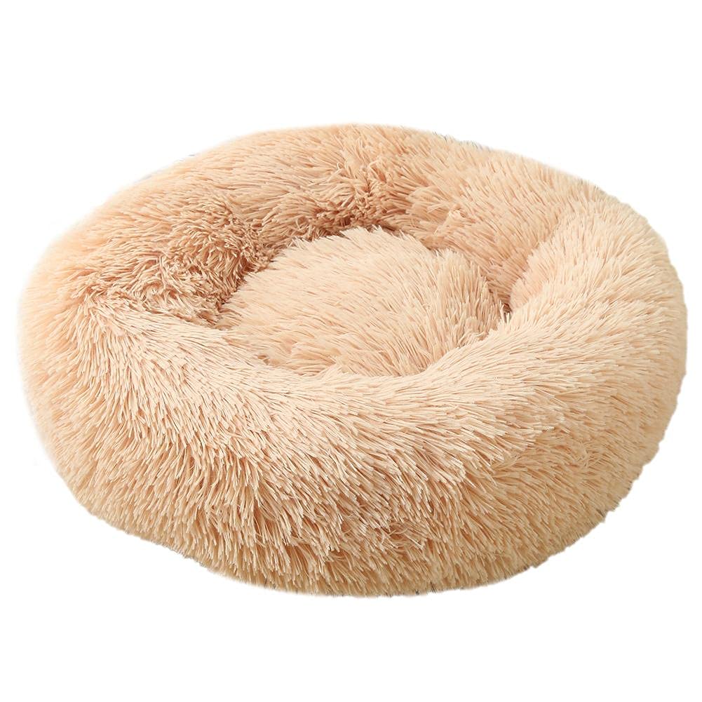 pet wiz Soft Calming Donut Bed - Premium Quality For Dogs & Cats - Anxiety Relief - 50cm, 80cm, 100cm - 6 Colours Available (80cm, Champagne)