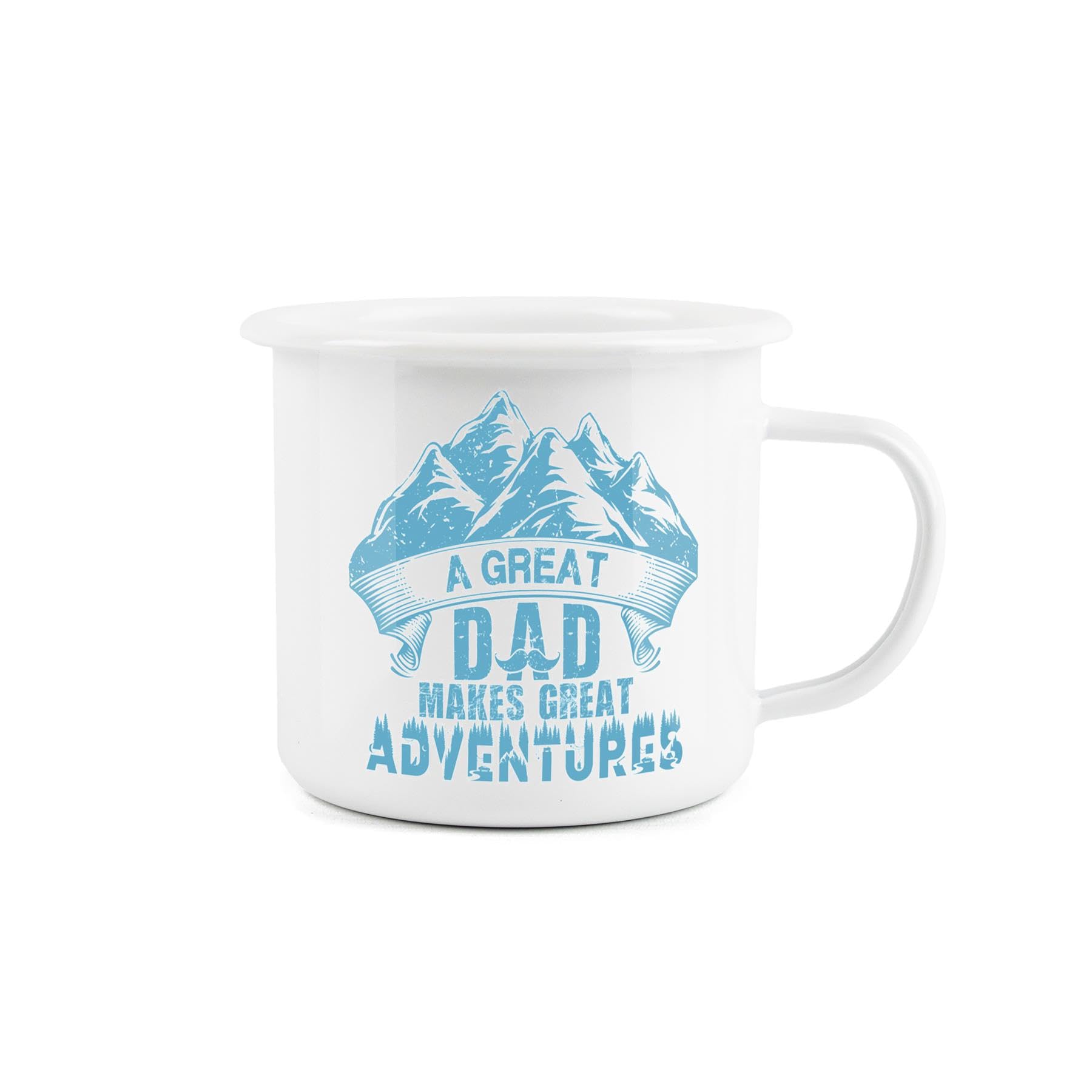 Great Dad Great Adventures Enamel Mug - Fathers Day Camping Gift Durable Hot Drinks White Outdoor Cup - Travel Picnics Home Hiking