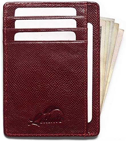 Slim Wallet RFID Front Pocket Minimalist Wallet With ID Window - Genuine Leather