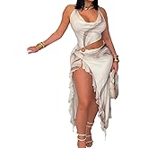 LEOROO Halter Wrap Maxi Dress for Women Elegant Sleeveless Wrap Long Dress Boho Backless Beach Party Sundress