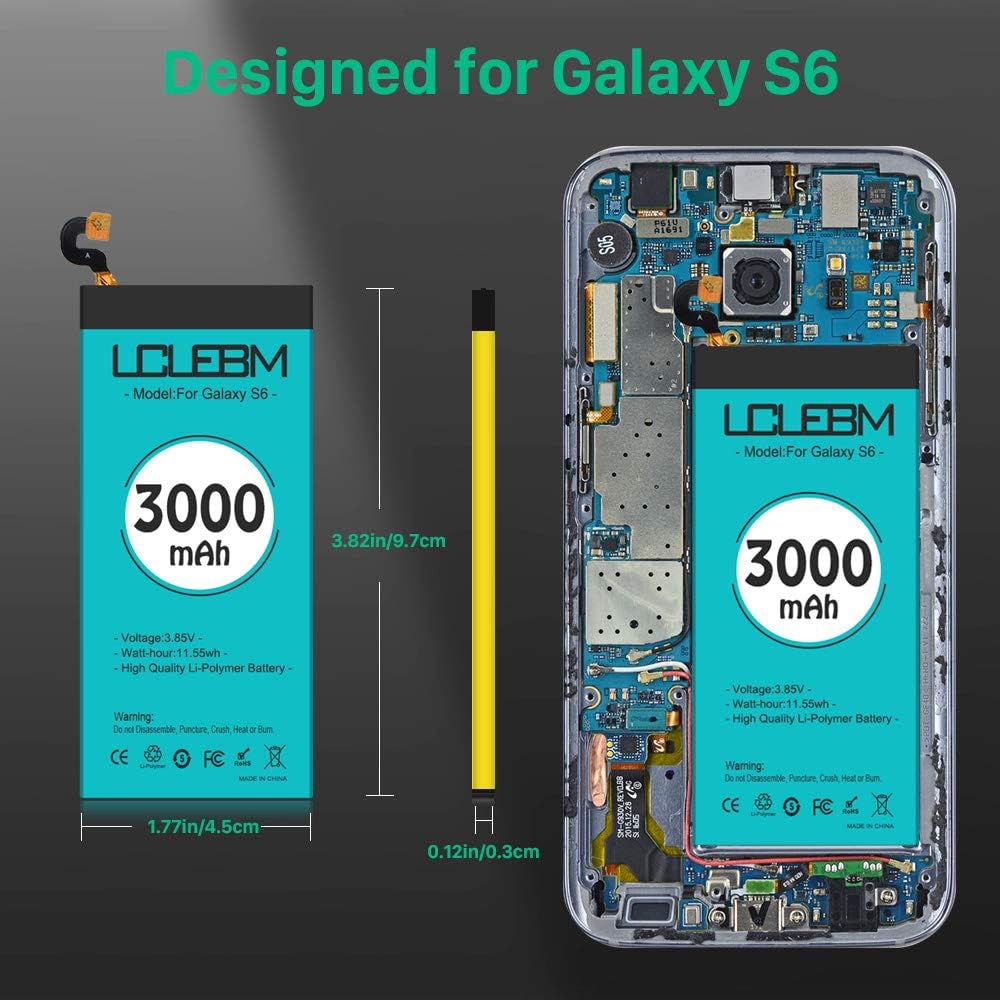 Galaxy S6 Battery [3000mAh] S6 Battery LCLEBM Upgrade New 0 Cycle Battery Replacement for Samsung Galaxy S6 EB-BG920ABE G920A G920T G920V G920P S6 Battery Replacement with New Replacement Kits: Home Audio & Theater