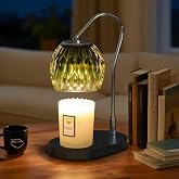 WYghyronic Candle Warmer Lamp with Timer &amp; 4-Level Dimmer, Modern Decor | Flameless Electric Wax Warmer for Jar Candles, Includes 2 Bulbs, Green, Home Decor Gift for Men &amp; Women, Housewarming