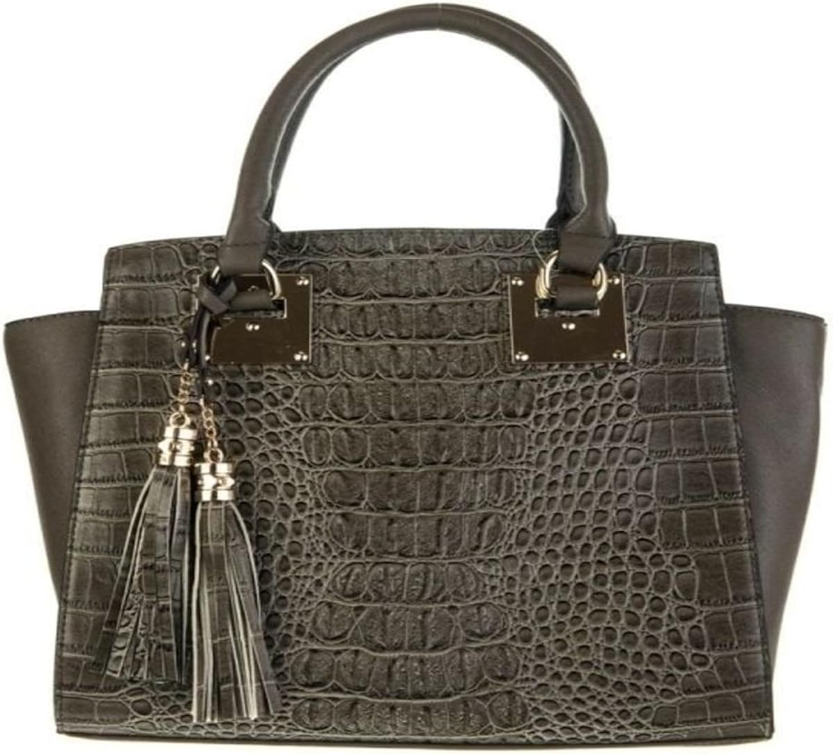 Ruby Collection Designer Faux Leather Handbag Purses (Grey) Shoes