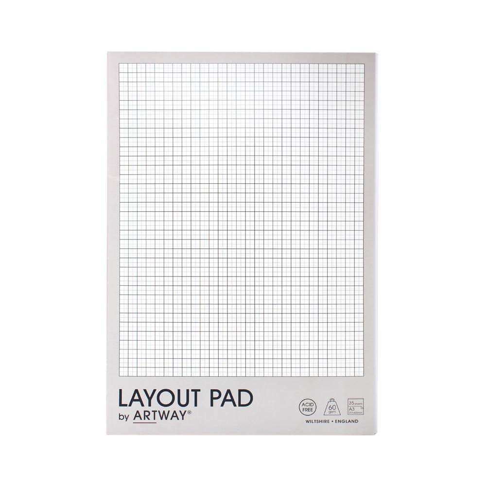 Artway - A3 Layout Pad - 60gsm - Acid-Free, Bleed-Resistant Paper - With Layout Grid - 35 Sheets