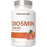 VitaCosmoX Diosmin Capsules, 120 Count, 1000 mg Serving, Vegan, Citrus Bioflavonoids 100% Vegetarian, Non-GMO & Gluten Free Diosmin Supplement with Max Strength