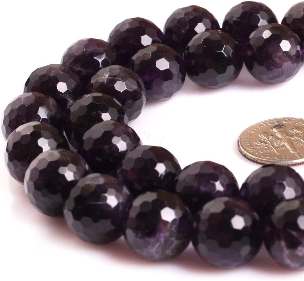 AAA Grade Natural Round Genuine Gemstone Semi Precious Stone Beads for Jewellery Making 15‘’ (Faceted Purple Amethyst/12MM) - Image 5