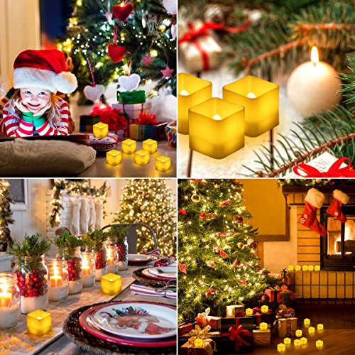 AMIR Flameless Candles, 12 PCS LED Tea Lights with Timer, Flickering Votive Candles for Christmas Thanksgiving Halloween Party Wedding Festival Celebration & Decoration, Battery Included [Warm White] - Thumbnail 3