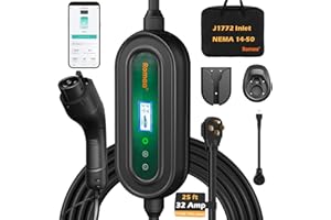 Romaa Level 2 Electric Vehicle Charger - 32 Amp EVSE Portable J1772 Charging Station, with NEMA 14-50, WiFi App, 25 ft Cable ETL Listed to UL 2594/2231, NEMA Type 4 IP66 Protection for Outdoor Use