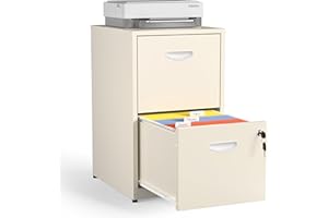 Kubohogar Metal File Cabinet 2 Drawer with Lock,Cream Filing Cabinets,Vertical Modern File Cabinet Fit Hanging Files, Letter,File Box and A4 Documents(Cream)
