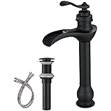 BWE Matte Black Vessel Sink Faucet Waterfall Single