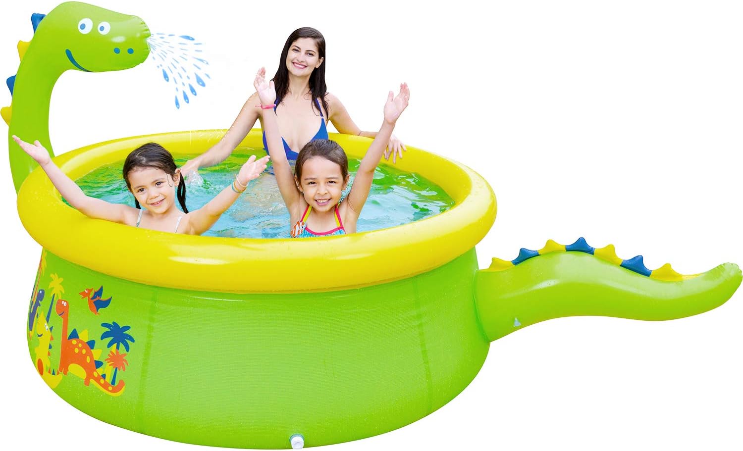 Lunvon Inflatable Swimming Pool for Kids, Dinosaur Pool Sprinkler Water Toys, Size 65" X 20", Kiddie Pool for Age 3+