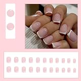 EONFAVE 24 Pcs French False Nails Nude White Square Press On Nails view 2