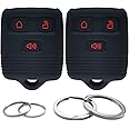2Pcs Silicone 3 Buttons Key Fob Cover Remote Case Keyless Protector Compatible with Ford E150 E250 E350 F150 F250 F350 Edge Escape Expedition Explorer Focus Fusion Lincoln MKX MKZ Mercury Mazda