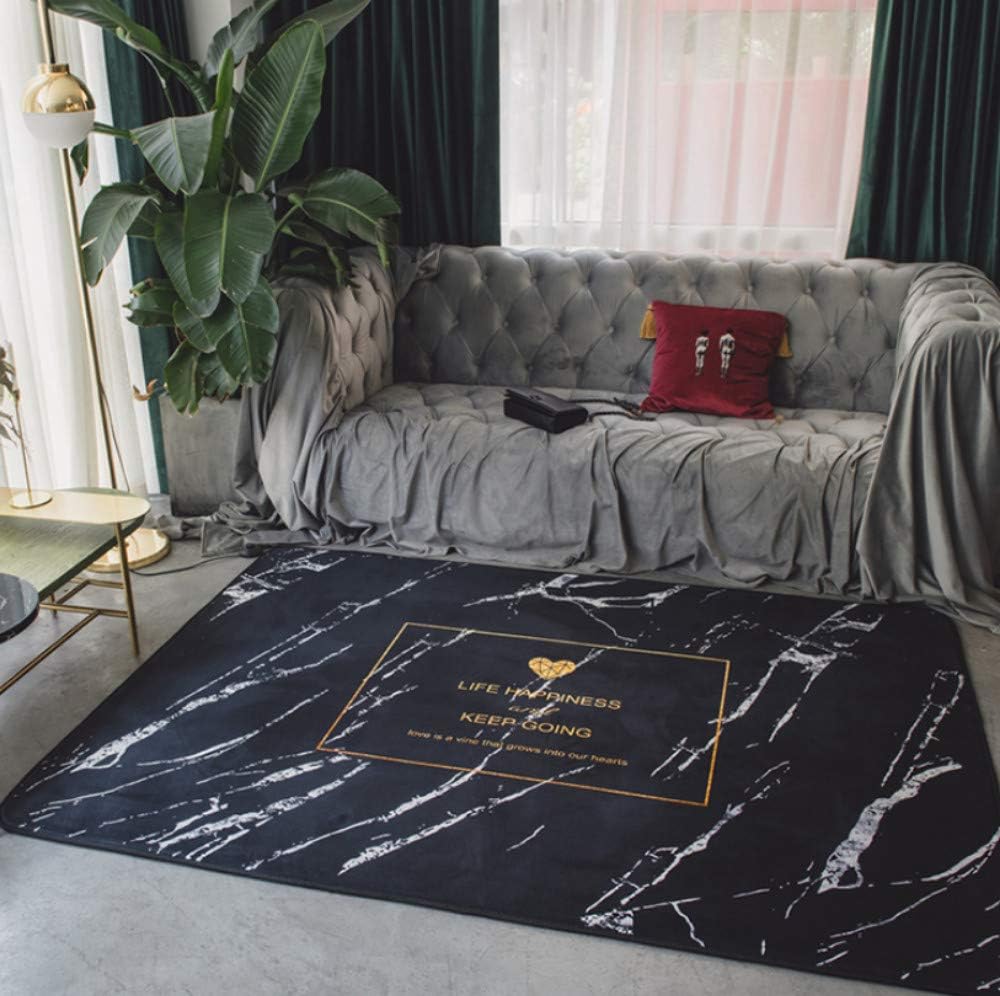 Ayhuir Modern black Marble pattern Thick Floor Long Carpet Soft Touch Rugs-80x185cm