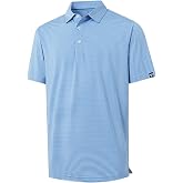 DTWOOO Men' s Golf Shirts Short Sleeve Performance Moisture Wicking Dry Fit Striped Golf Polo Shirts for Men