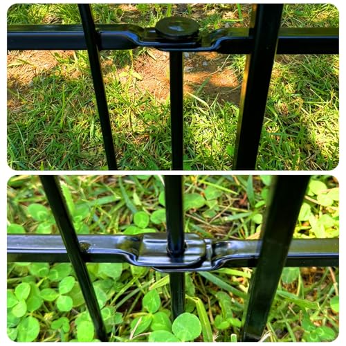 Thealyn Metal Garden Fence Panels, 81cm H x 61cm W, 5-Pack (Total 3m), Rustproof Powder-Coated No-Dig Decorative Border Edging for Yard, Patio & Walkway, Flower Bed, Dog Barrier
