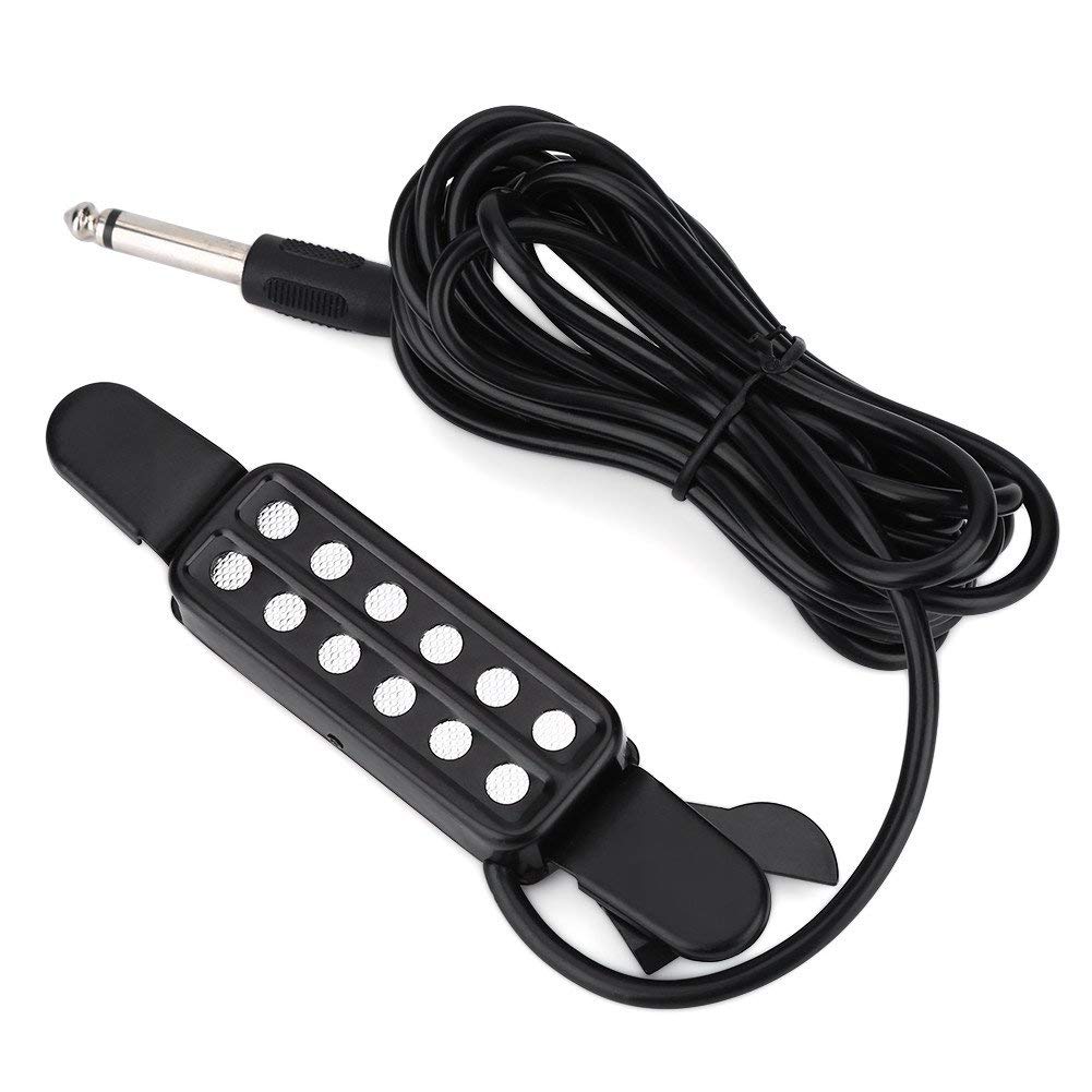 Alomejor 12 Sound Hole Guitar Pickup, Classic Transducer Pickups Electric Volume Pickup Accessories for Acoustic Guitar