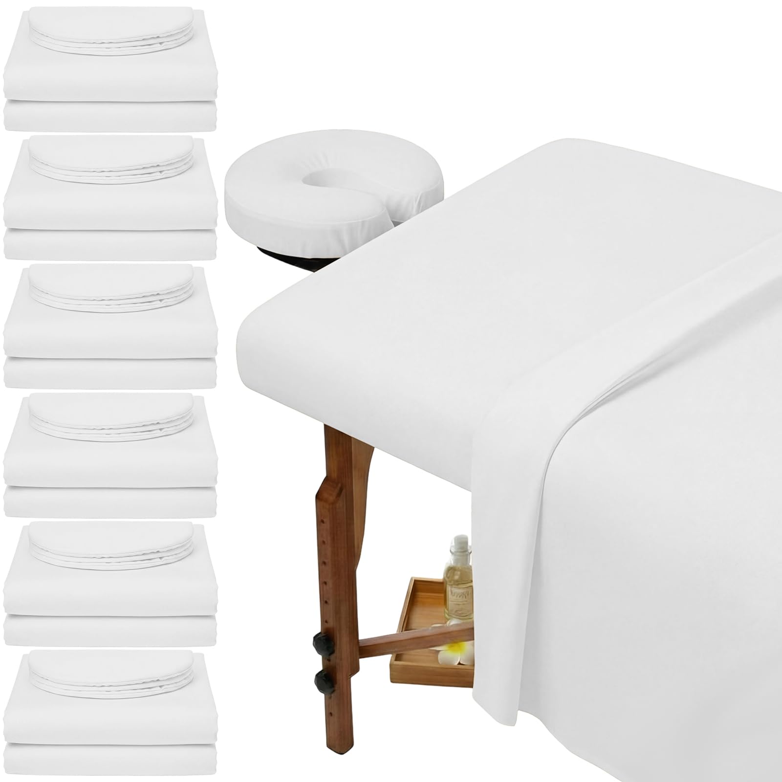 Photo 1 of Oudain 6 Set Microfiber Massage Table Sheets Each Set Includes Massage Table Covers, Fitted Sheets, Face Cradle Covers (White)