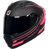 HAX Obsidian Pro Full Face Dual Visor Adult Motorcycle Helmet for Motorbike Street Bike with Pinlock Ready DOT Approved Matte Pink M